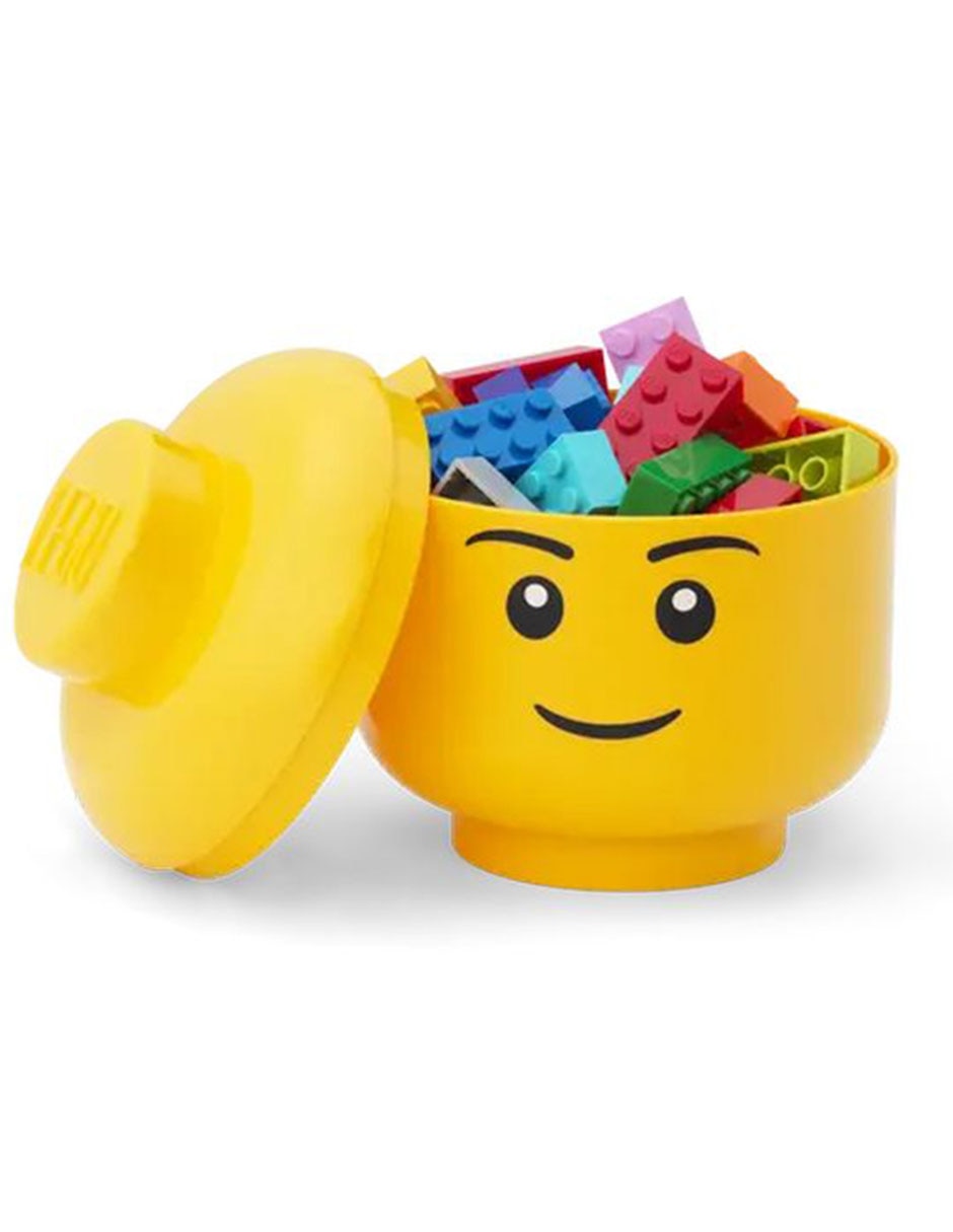 Contenedor de juguetes Lego forma cabeza