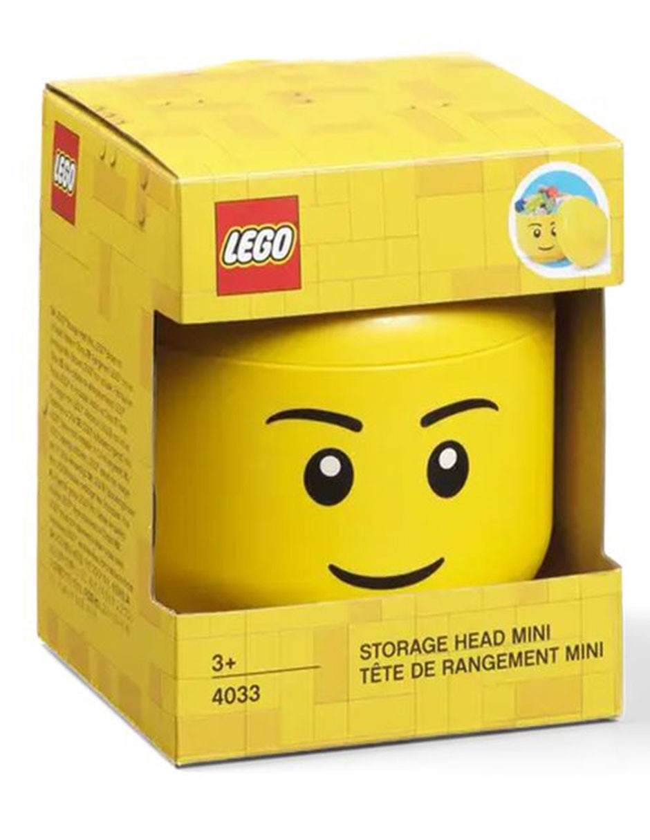 Contenedor de juguetes Lego forma cabeza
