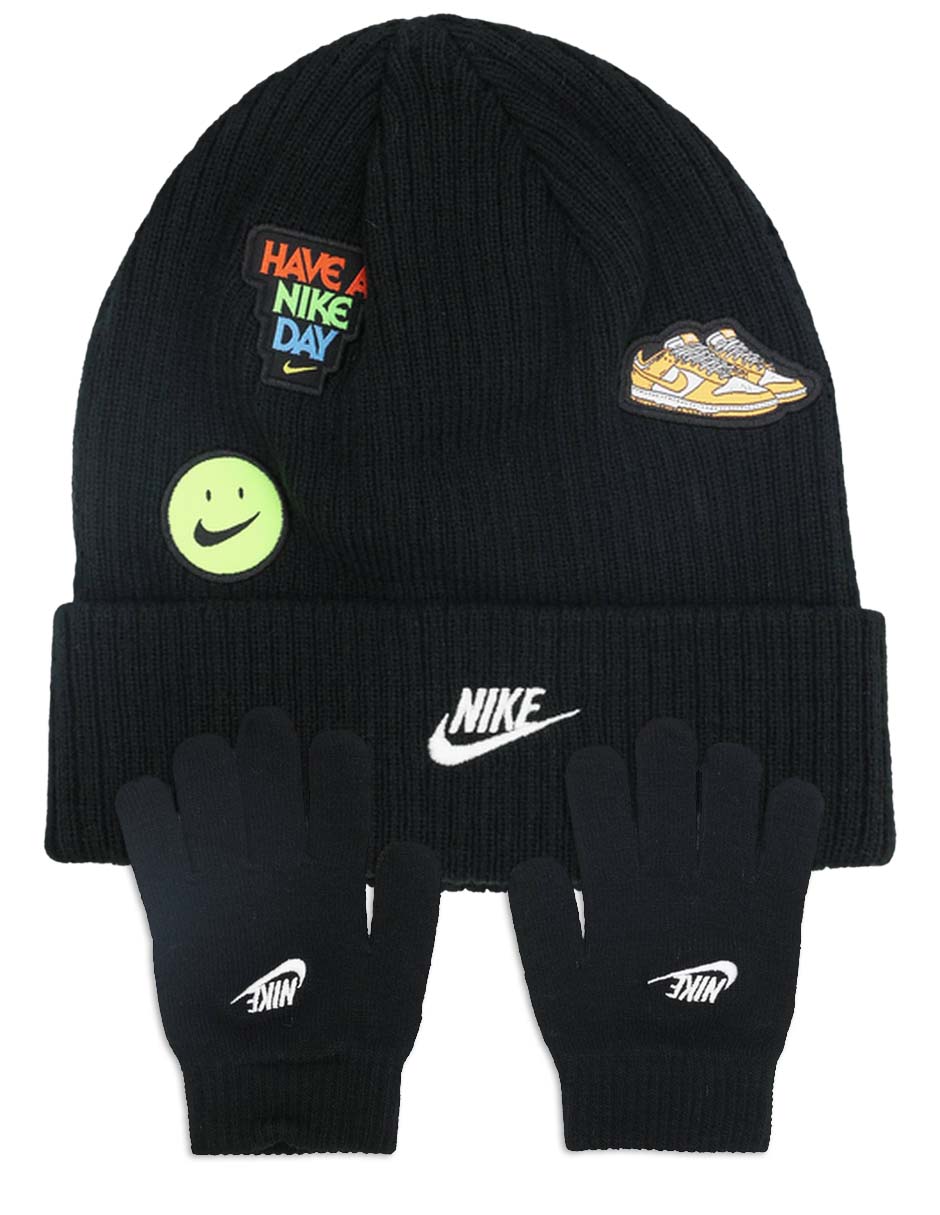Set gorro y guantes estampado logo con parche de niño