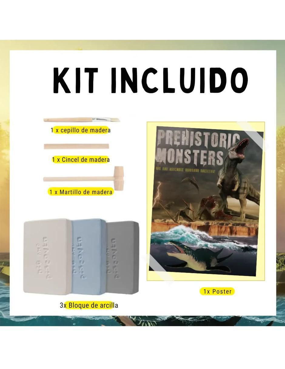 Kit para excavación de gemas 3 en 1 fósiles de Dinosaurios MR. Gadgets