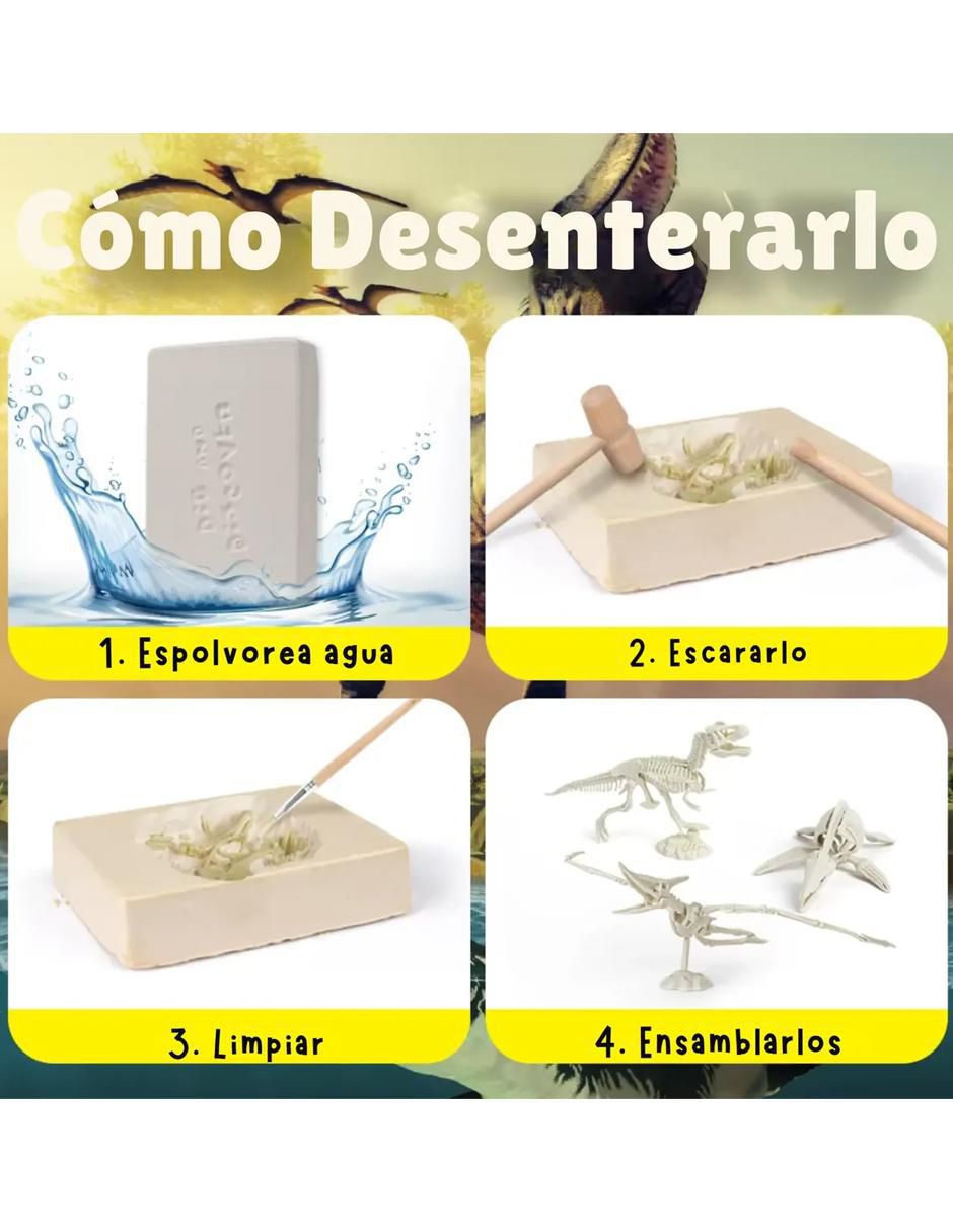 Kit para excavación de gemas 3 en 1 fósiles de Dinosaurios MR. Gadgets