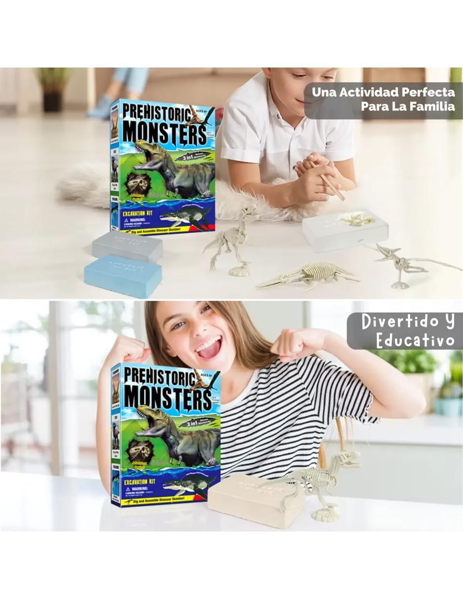 Kit para excavación de gemas 3 en 1 fósiles de Dinosaurios MR. Gadgets