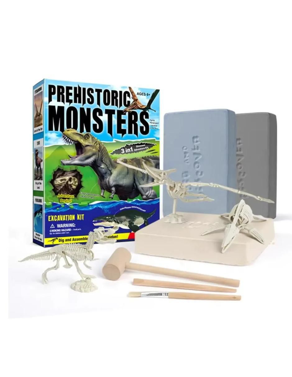 Kit para excavación de gemas 3 en 1 fósiles de Dinosaurios