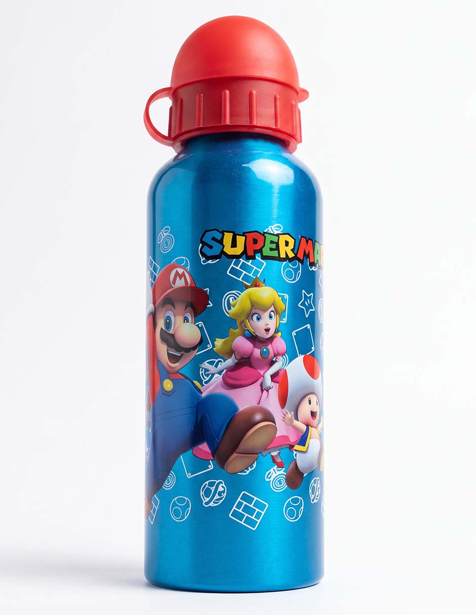 Botella de agua mario bross super nintendo con tapa push pull 530 ml Botella de agua mario bross super nintendo con tapa push pull 530 ml