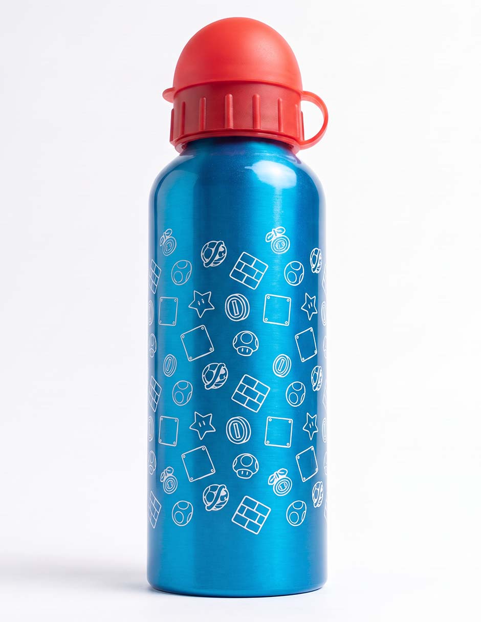 Botella de agua mario bross super nintendo con tapa push pull 530 ml 3